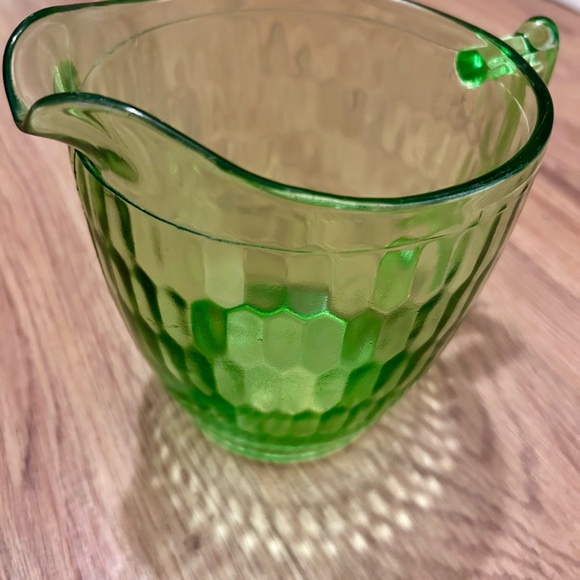 Vintage Small Uranium Depression Glass Pitcher - Picture 3 of 8
